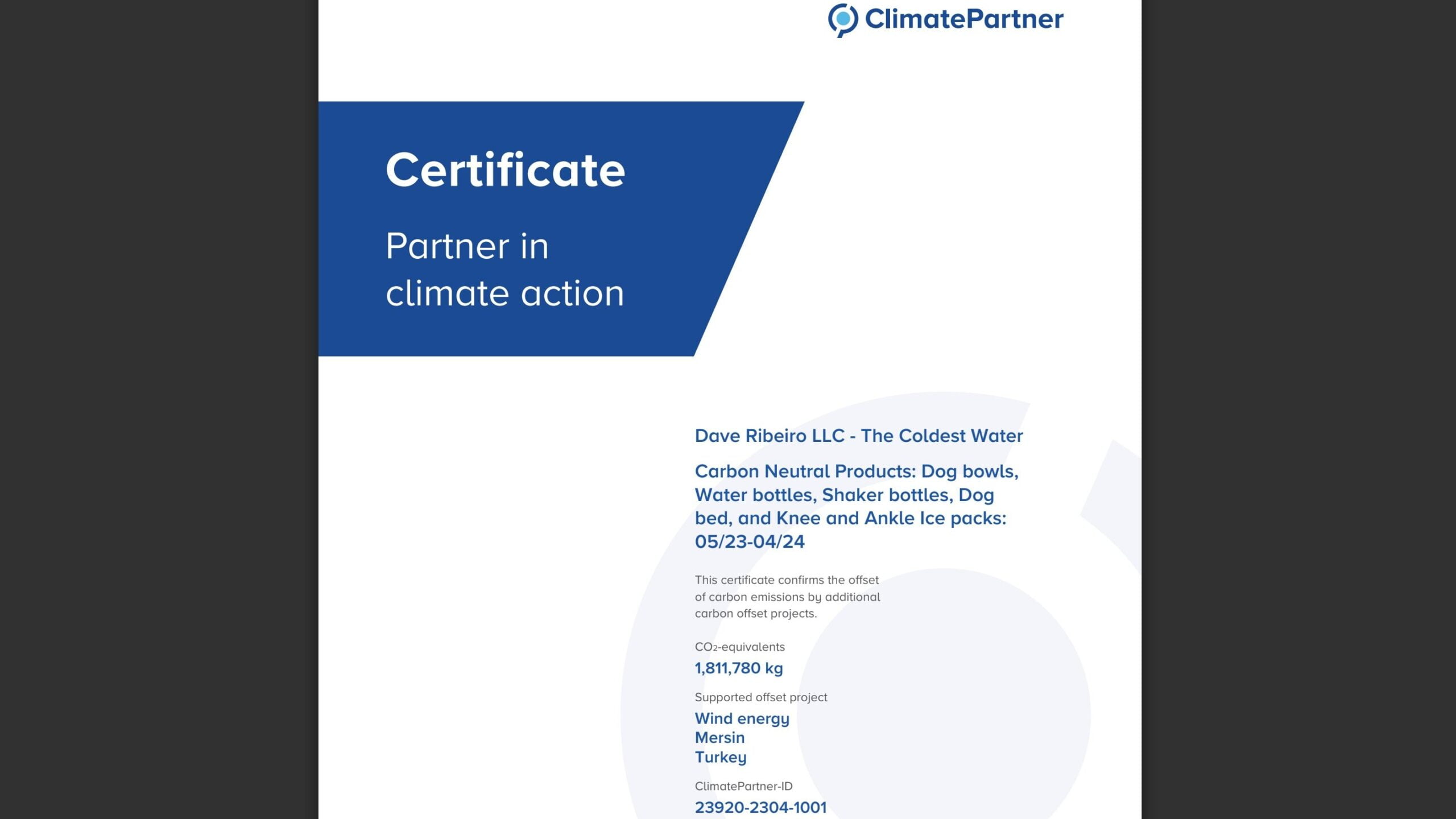 coldest shark tank climate certificate