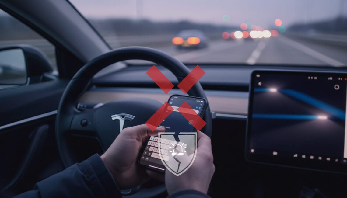Featured image for Elon Musk Says Tesla FSD Lets You Text and Drive – But Cops and Crash Data Say No